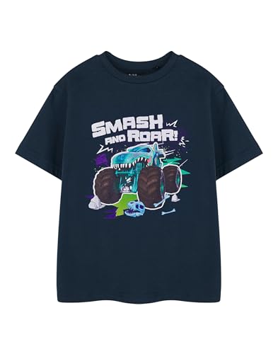 Hot Wheels Monster Trucks Jungen Navy Kurzarm T-Shirt | Smash and Roar Grafik T-Shirt für Kinder Smash and Roar Bekleidung | Offizielles Merchandise für Kinder und Jugendliche von Hot Wheels