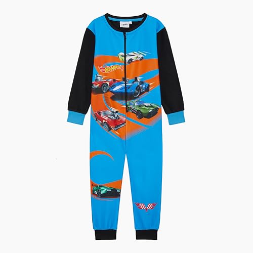 Hot Wheels Offizieller Jungen oder Mädchen Einteiler, Schlafanzug, All-in-One-Pyjama, superschnell, Blau, Alter 3-10 Jahre, blau, 3-4 Years von Hot Wheels