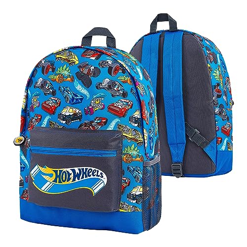 Hot Wheels Rucksack Kinder, Kindergartenrucksack Jungen mit Auto Motiv, Rucksack Schule Reisen, Schulrucksack Jungen ab 3 Jahre, Kleine Geschenke für Kinder von Hot Wheels