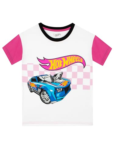 Hot Wheels T-Shirt Mädchen | Rennauto T-Shirts Für Mädchen | Sommer Kleidung Kinder | Weiß 140 von Hot Wheels