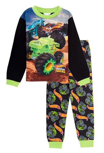 Jungen Monster Trucks Pyjama Kinder Rennwagen Pyjama Set Kurzarm T-Shirt Pyjama von Hot Wheels