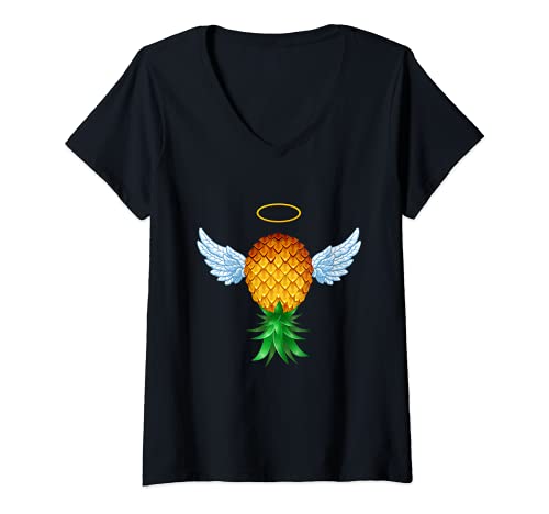 Damen Niedlicher Swinger umgedrehter Ananas-Engelsflügel. T-Shirt mit V-Ausschnitt Damen Niedlicher Swinger umgedrehter Ananas-Engelsflügel. T-Shirt mit V-Ausschnitt von Hot Wife Swinger Halloween Gifts
