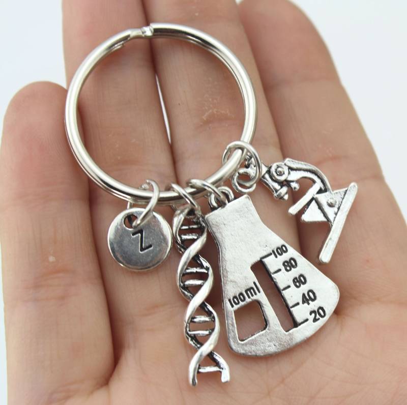 Dna-Schlüsselbund, Mikroskop-Schlüsselbund, Wissenschaft-Schlüsselbund, Dna-Geschenke, Botaniker-Geschenk, Wissenschaftslehrer-Geschenk von HotBeads4u