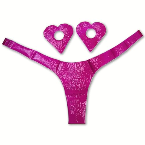 HOT FLOWERS Karamela Essbare Unterwäsche für Frauen, Süßigkeiten-Dessous-Set, herzförmige Brustwarzenabdeckungen und Höschen zum Binden an der Seite – Mix, Pink, X/L von HotFlowers