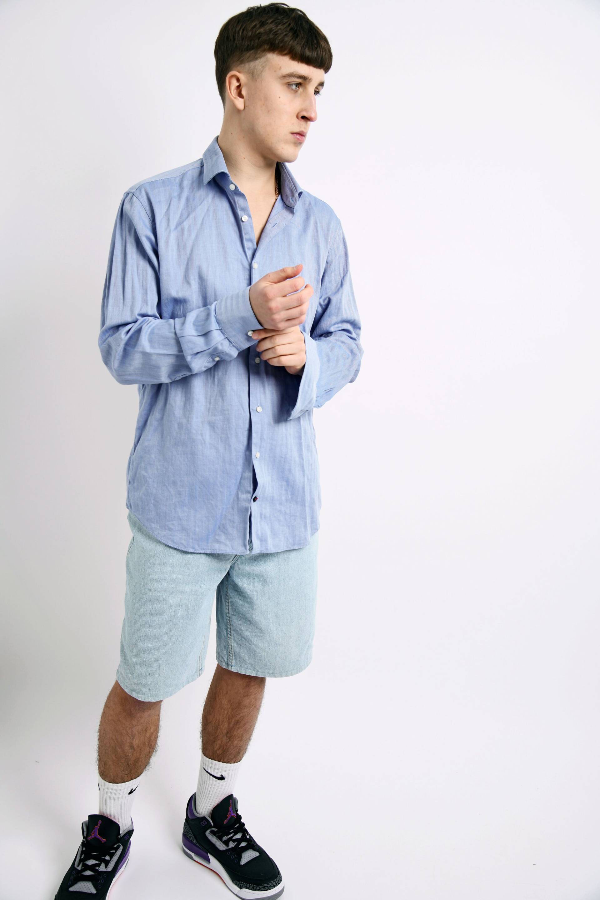 Tommy Hilfiger Hemd Blau | Vintage Gestreiftes Slim-Fit-Langarmhemd Für Herren 90Er Retro-Hemd Mit Button-Down-Kragen, Geschenk Freund Xl von HotMilkVintageCom