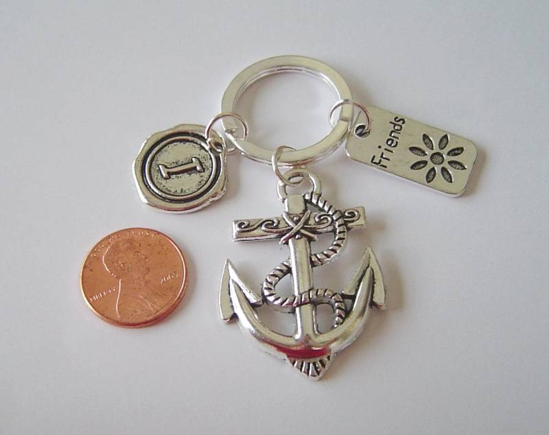 3D Anker Personalisierte Schlüsselanhänger Mit Aus - Und Freund Tag; Besten Freunde Initial, Bff Geschenk Für Freunde von HotMixJewelry