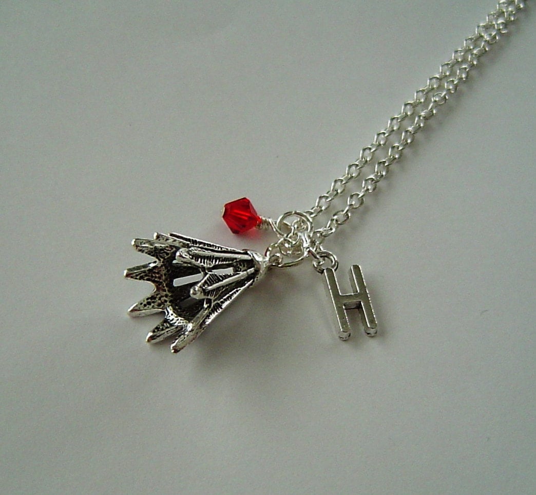 3D Badminton Charm Halskette, Personalisierte Antik Silber Anfängliche Monogramm Birthstone Halskette von HotMixJewelry