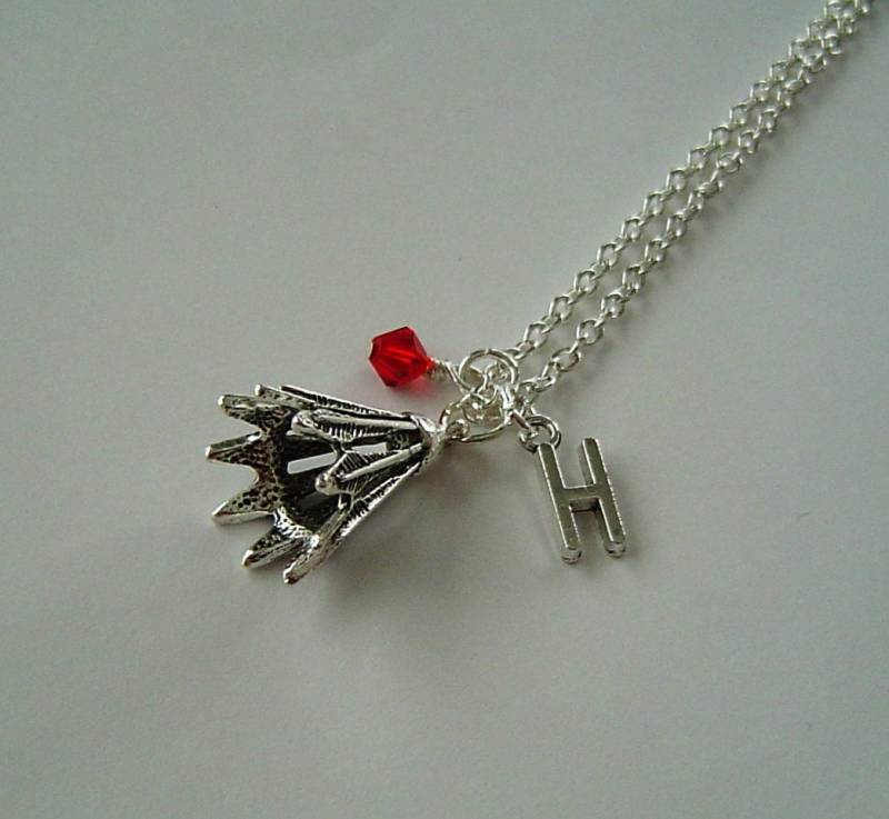 3D Badminton Charm Halskette, Personalisierte Antik Silber Anfängliche Monogramm Birthstone Halskette von HotMixJewelry