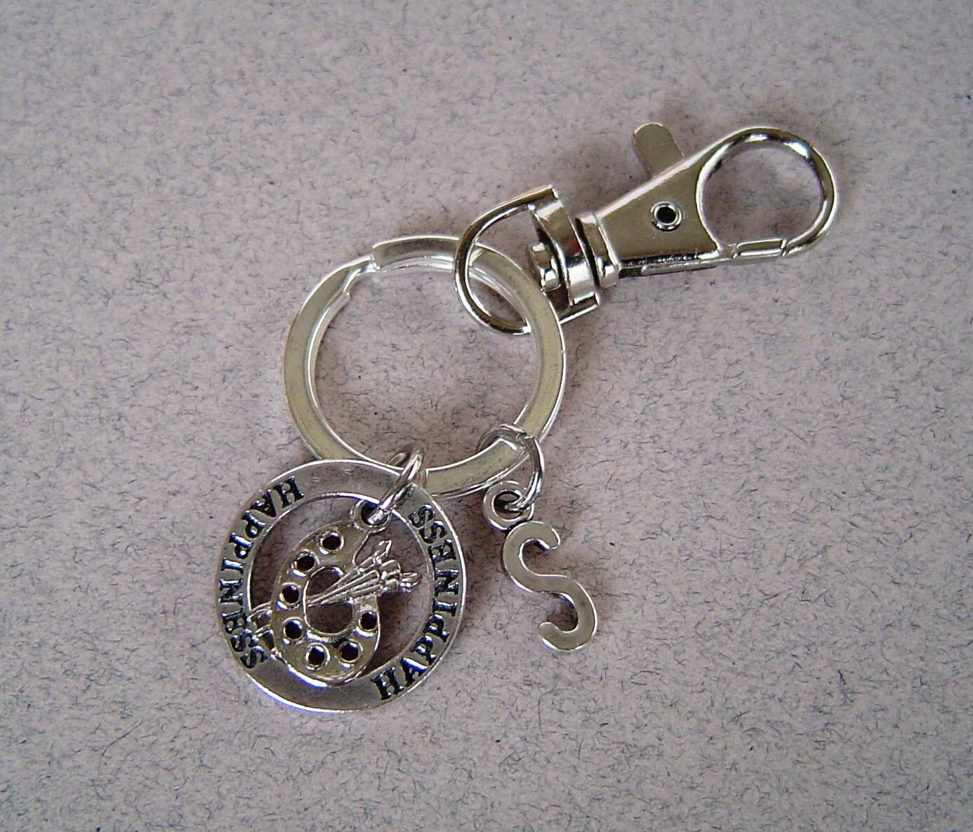 Antik Silber Palette Glück Personalisierte Schlüsselanhänger Mit Anfänglichen Karabinerverschluss Drehbar Für Künstler; Ich Bin Maler, Künstler von HotMixJewelry