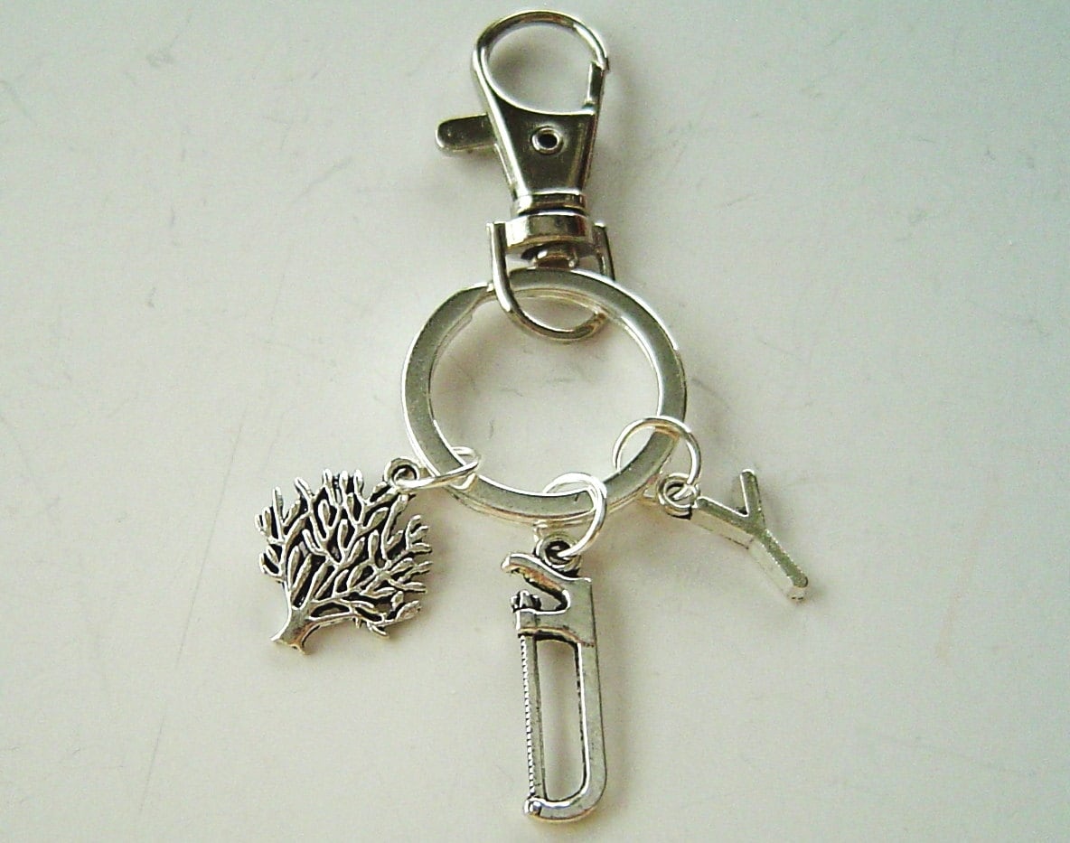 Antik Silber Sah, Dass Baum Keychain Initial Karabinerverschluss Drehbar Für Dad Boy Personifiziert; Sah, Gesehen Haben, Ich Bin Eine Clevere von HotMixJewelry