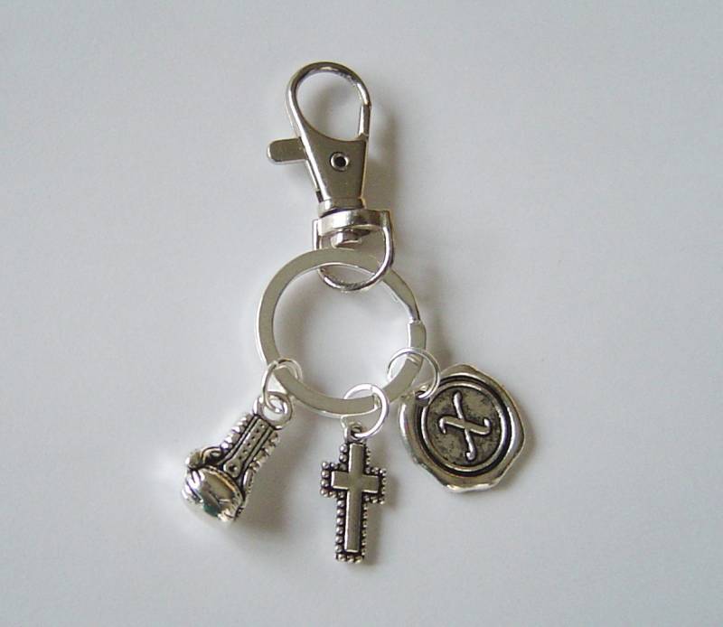 Boxhandschuh Cross Personalisierte Schlüsselanhänger Mit Anfänglichen Karabinerverschluss Drehbar; Valentinstag Geburtstagsgeschenk Für Papa von HotMixJewelry