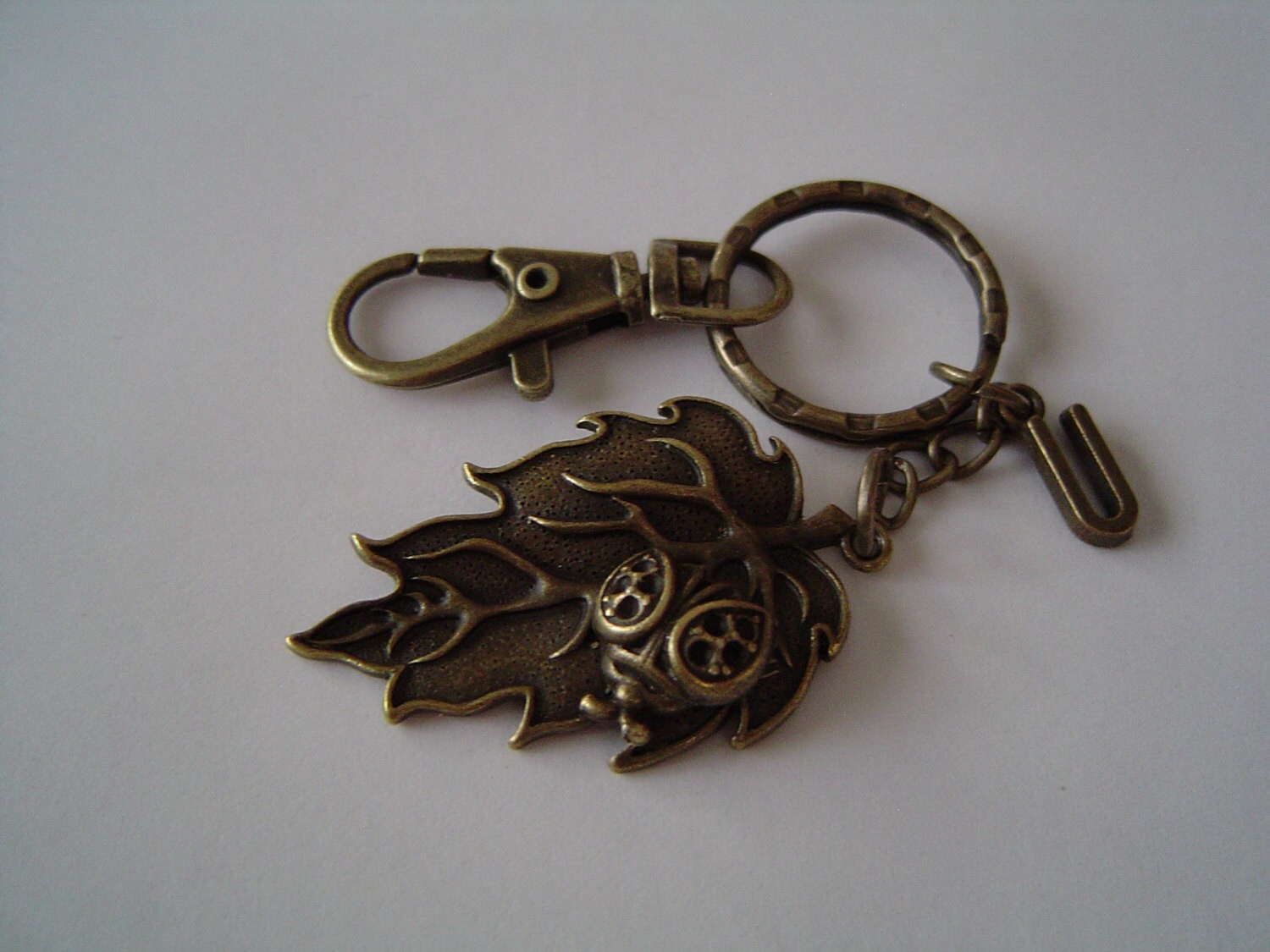 Bronze, Leaf Marienkäfer Charm, Personalisierte Schlüsselanhänger Mit Initiale Und Karabinerverschluss Drehbar; Valentinstag Geburtstag Geschenk von HotMixJewelry