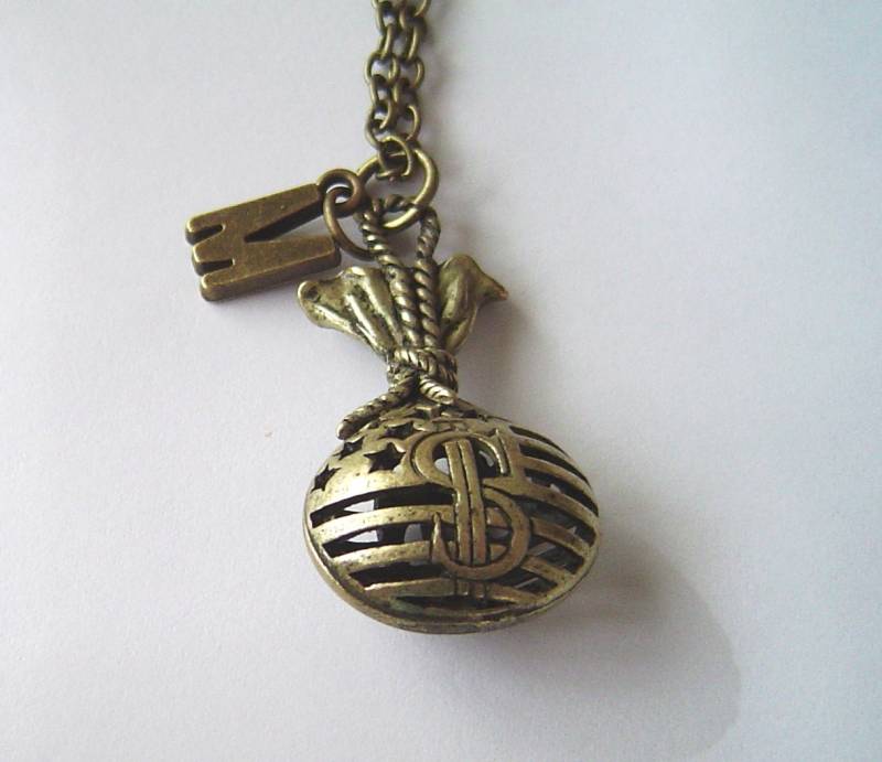 Bronze-3D Geldtasche Charme Mit Initiale, Individuelle Halskette Für Geburtstag Halskette; Karriere-Erfolge; Geschäft Gewinnen von HotMixJewelry