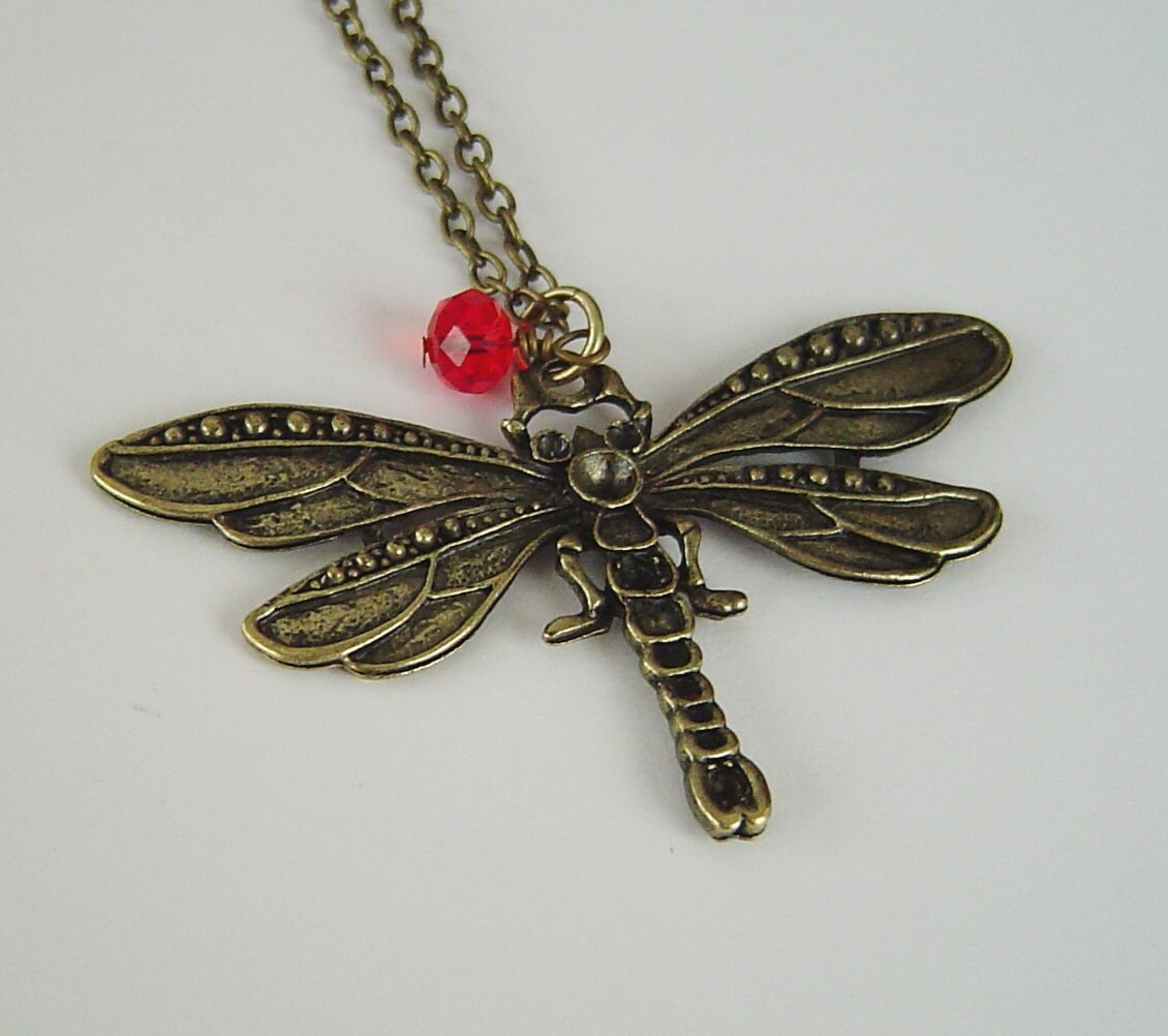 Bronze Dragonfly Charms Mit Birthstone, Personalisierte Halskette Für Beste Freundin Geschenk Oder Geburtstag Halskette von HotMixJewelry