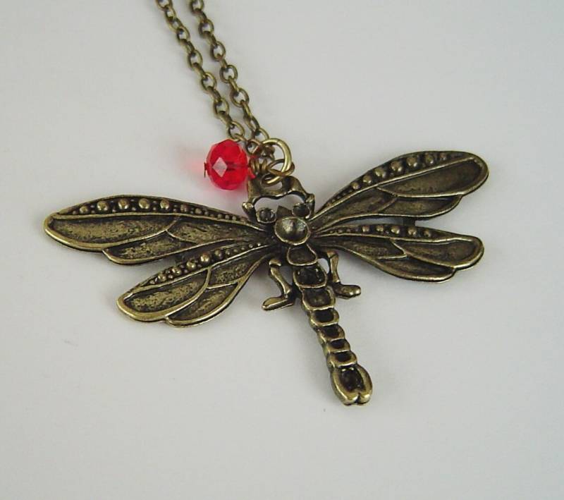 Bronze Dragonfly Charms Mit Birthstone, Personalisierte Halskette Für Beste Freundin Geschenk Oder Geburtstag Halskette von HotMixJewelry