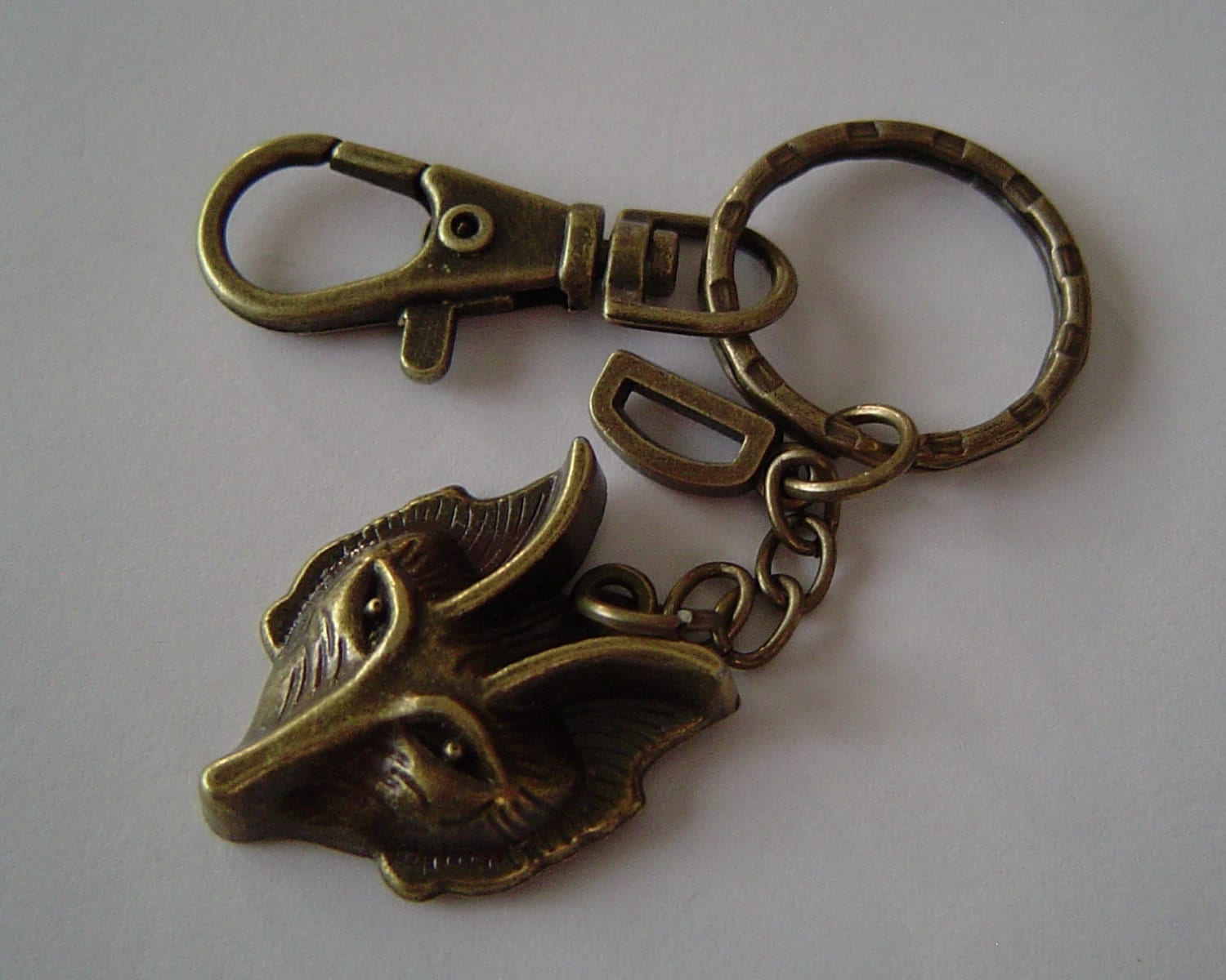 Bronze-Fox Kopf Charme, Personalisierte Schlüsselanhänger Mit Initiale Und Karabinerverschluss Drehbar; Valentinstag Geburtstag Geschenk von HotMixJewelry