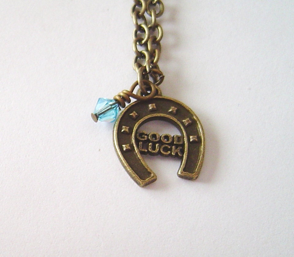 Bronze " Hufeisen Glücksbringer Mit Birthstone, Personalisierte Halskette Für Vatertag Geschenk Oder Geburtstag Halskette von HotMixJewelry