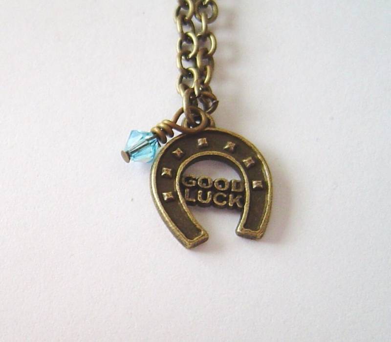 Bronze " Hufeisen Glücksbringer Mit Birthstone, Personalisierte Halskette Für Vatertag Geschenk Oder Geburtstag Halskette von HotMixJewelry