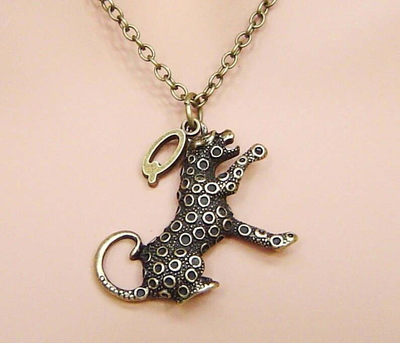 Bronze Leopard Charme Mit Anfänglichen, Personalisierte Halskette Necklace Geschenk Valentinstag Oder Geburtstag-Halskette Bronze Leopard Charme Mit Anfänglichen, Personalisierte Halskette Necklace Geschenk Valentinstag Oder Geburtstag-Halskette von HotMixJewelry