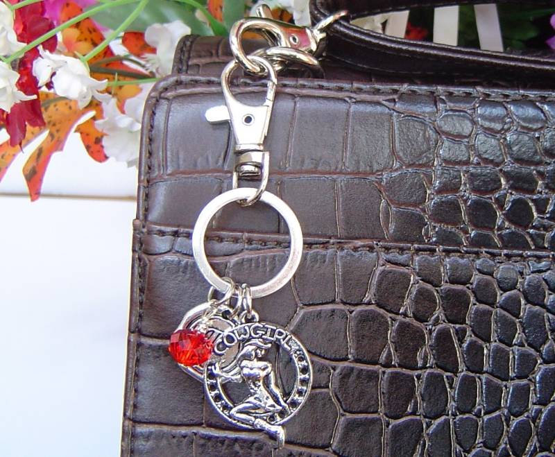 Cowgirl Charme Schlüsselanhänger, Personalisierte Antik Silber Wachs-Siegel-Initial Und Birthstone Schlüsselanhänger von HotMixJewelry