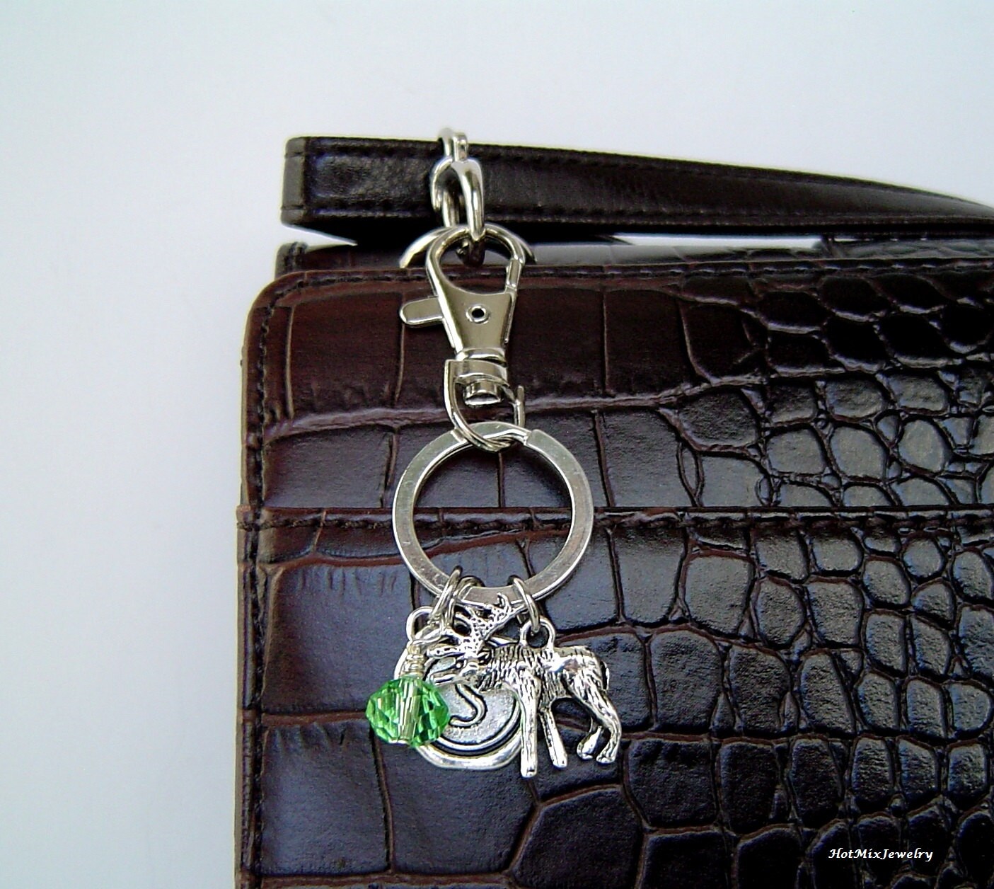 Elch Anhänger Schlüsselanhänger, Personalisierte Antik Silber Wachs-Siegel Erste Schlüsselanhänger von HotMixJewelry