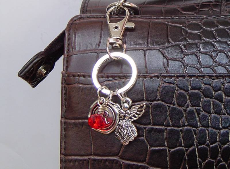 Engel Anhänger Schlüsselanhänger, Personalisierte Antik Silber Wachs Versiegeln Erste Und Birthstone Angel Schlüsselanhänger Engel Anhänger Schlüsselanhänger, Personalisierte Antik Silber Wachs Versiegeln Erste Und Birthstone Angel Schlüsselanhänger von HotMixJewelry
