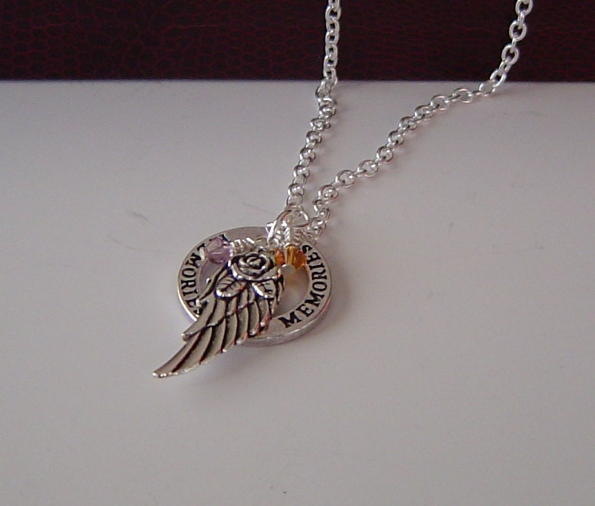 Erinnerungen-Massage-Waschmaschine Und Winkel Flügel Personalisierte Kette Mit Birthstone, Goodbye Mein Bester Freund Wird Für Dein Ganzes Leben von HotMixJewelry