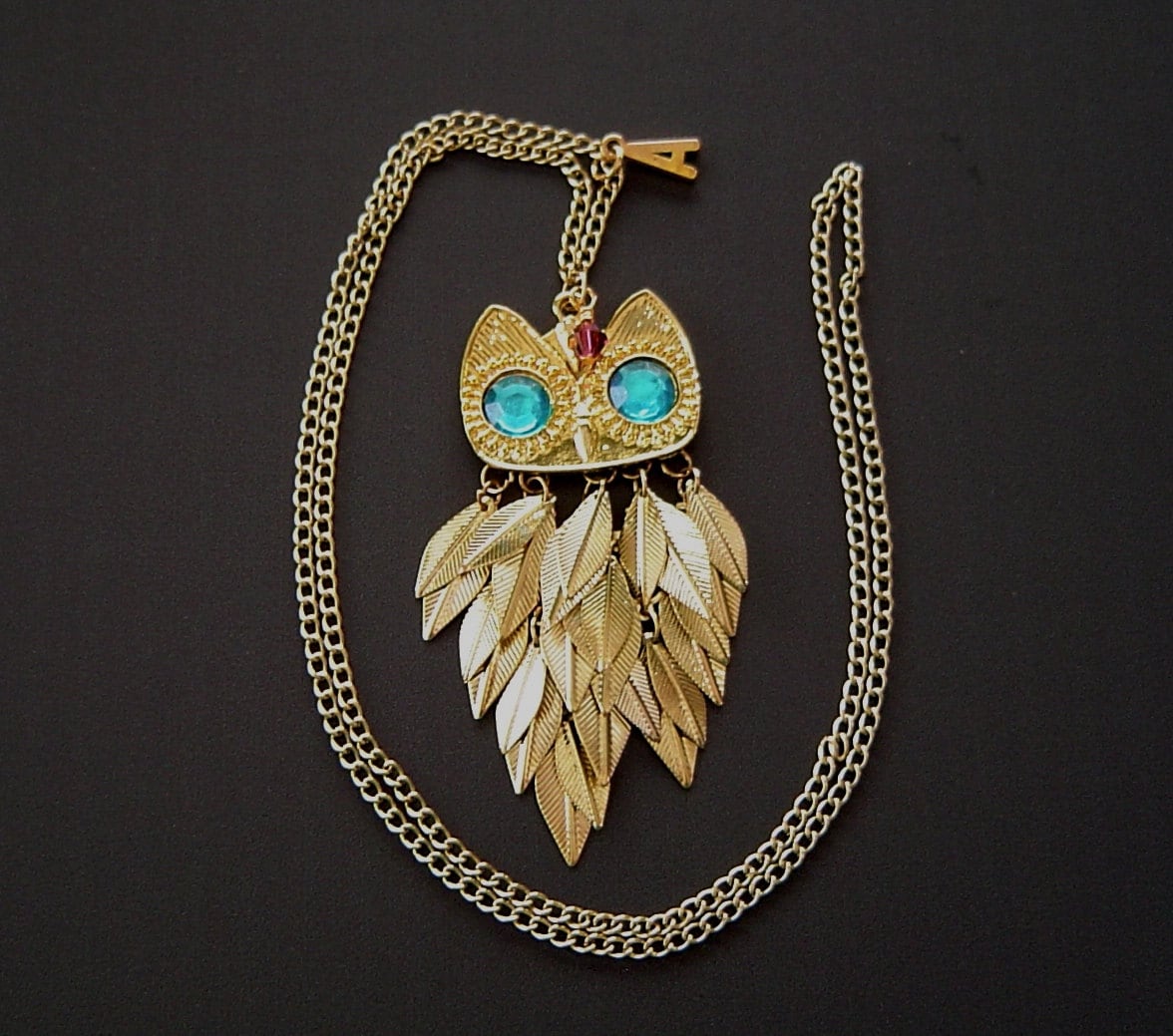 Gold Vergoldet Owl Mit Blauen Augen, Personalisierte Lange Kette Halskette Aus - Und Birthstone, Beste Geschenk Geburtstag von HotMixJewelry