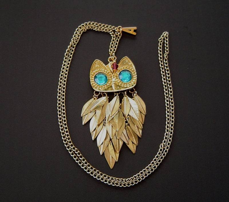 Gold Vergoldet Owl Mit Blauen Augen, Personalisierte Lange Kette Halskette Aus - Und Birthstone, Beste Geschenk Geburtstag von HotMixJewelry