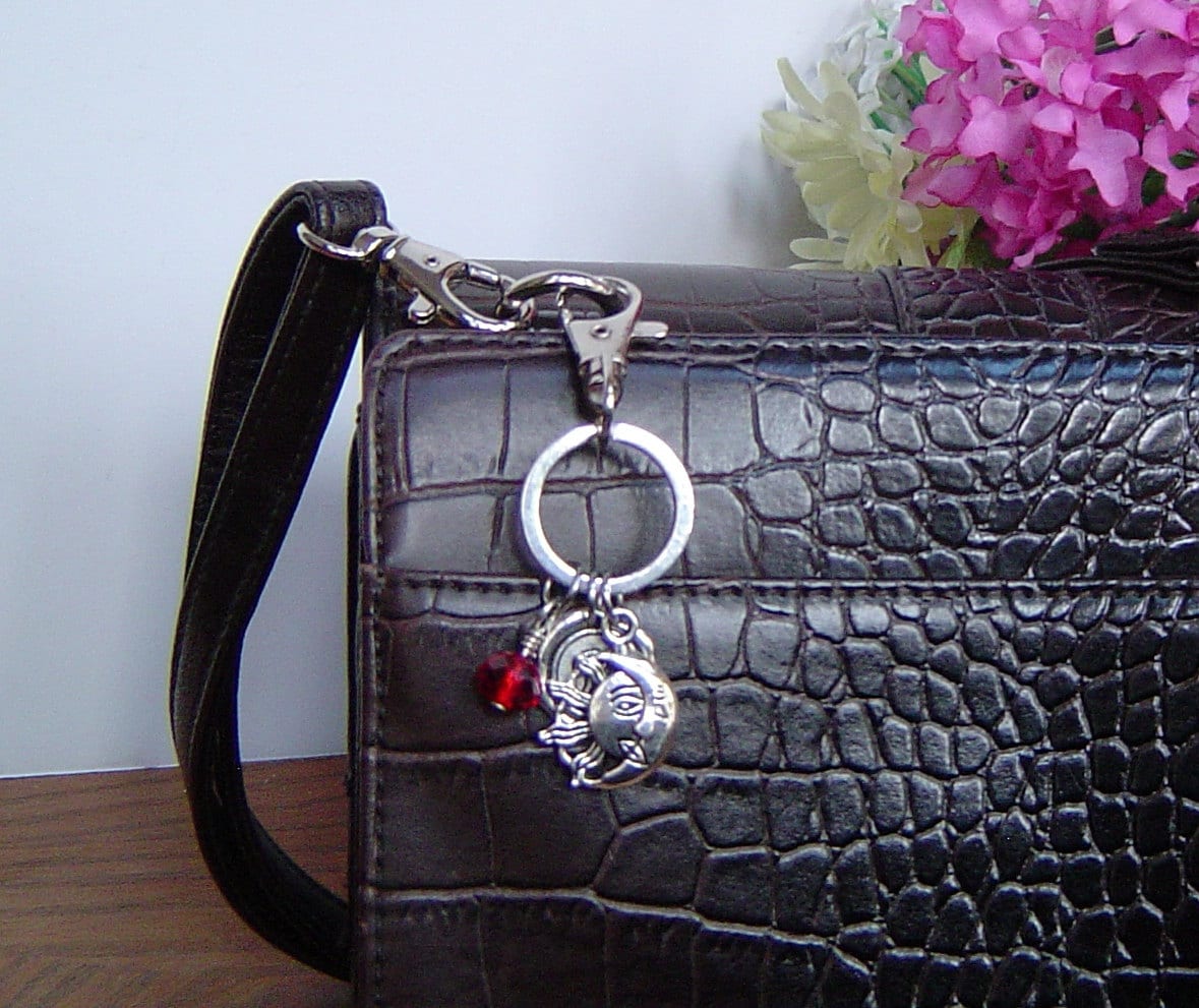 Große Sonne Und Mond Charme Schlüsselanhänger, Personalisierte Antik Silber Wachs-Siegel Erste Große Schlüsselanhänger von HotMixJewelry