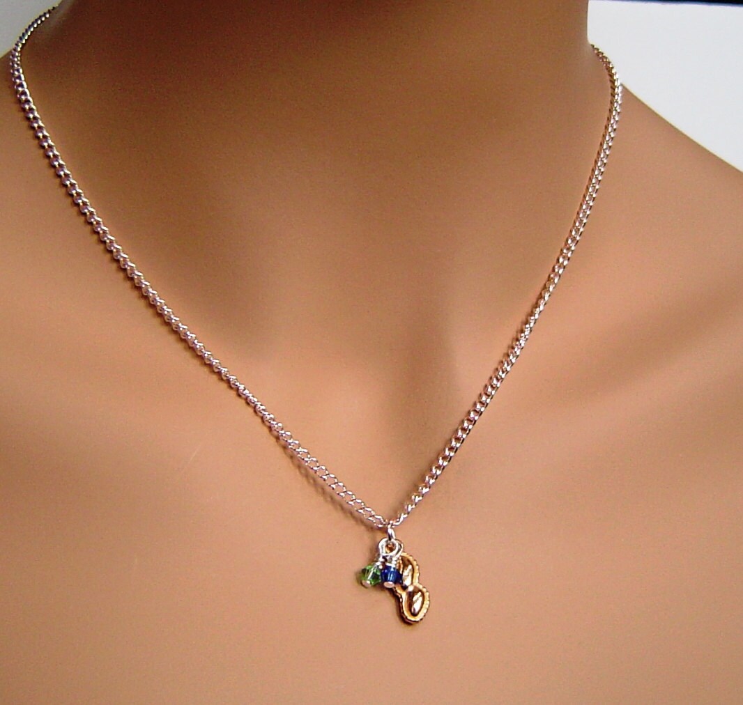 Leichte Rose Gold Personalisierte Kette Mit Birthstones; Zwei Erdnüsse in Einer Shell | Oder Wohnheim Charme; Für Schwester, Freund, Freundin, Freund von HotMixJewelry