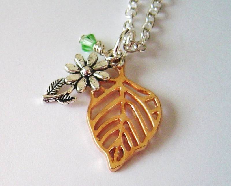 Personalisierte Kette Mit Birthstone, Hohlen Blatt Und Sonnenblume Charms Für Schwester Bruder Mutter Vater Freundin Personalisierte Kette Mit Birthstone, Hohlen Blatt Und Sonnenblume Charms Für Schwester Bruder Mutter Vater Freundin von HotMixJewelry