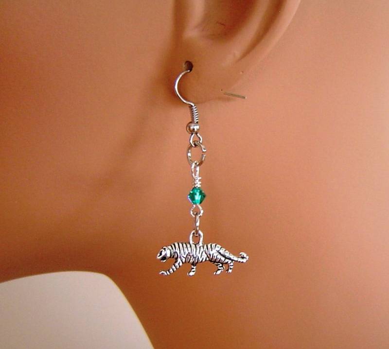 Personalisierte Ohrringe Mit Ihrem Gewählten Birthstone, Antik Silber Tiger Charm Für Mädchen Mom Schwester Freunde; Beste Geschenk von HotMixJewelry