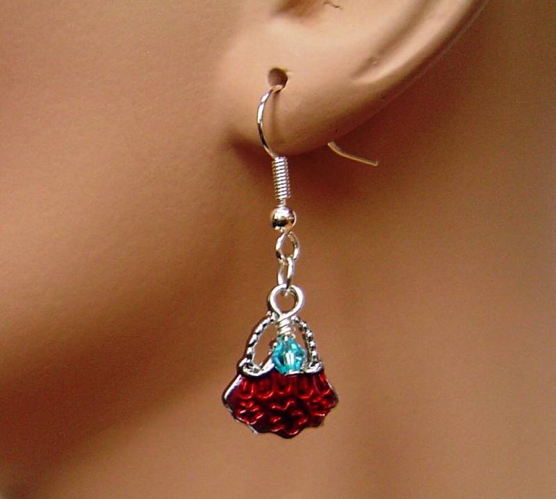 Personalisierte Ohrringe Mit Ihrem Gewählten Birthstone, Silberton Rote Emaille Handtasche Charm Für Mädchen Mom Schwester Freunde; Beste Geschenk von HotMixJewelry