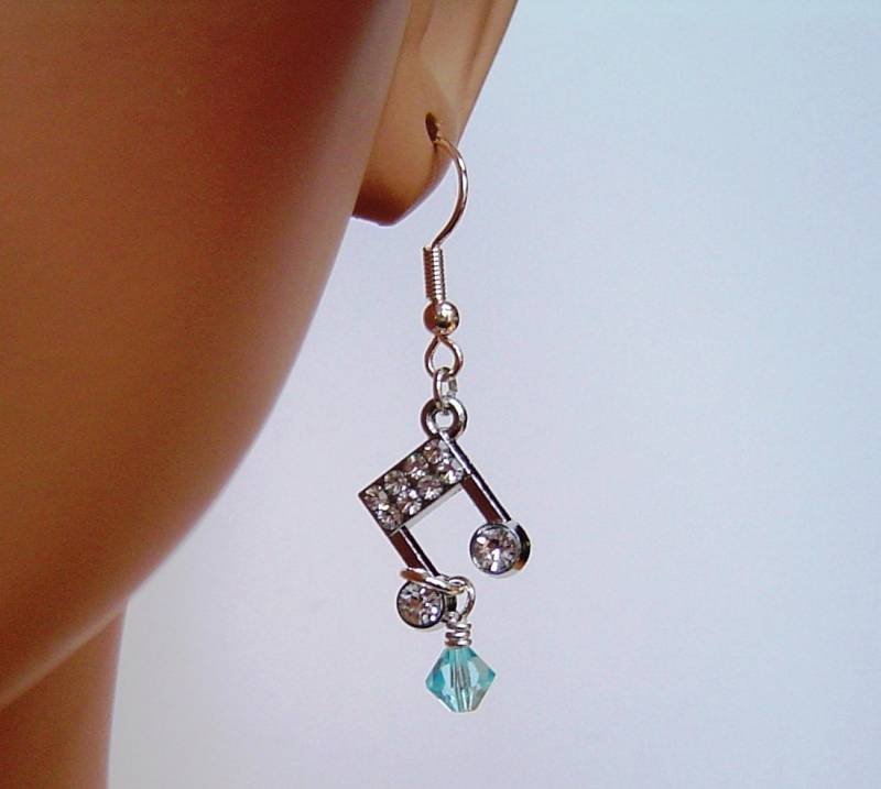 Personalisierte Ohrringe Mit Ihrem Gewählten Birthstone, Silberton Strass Musik Ton Reiz Für Mädchen Mom Schwester Freunde; Beste Geschenk von HotMixJewelry