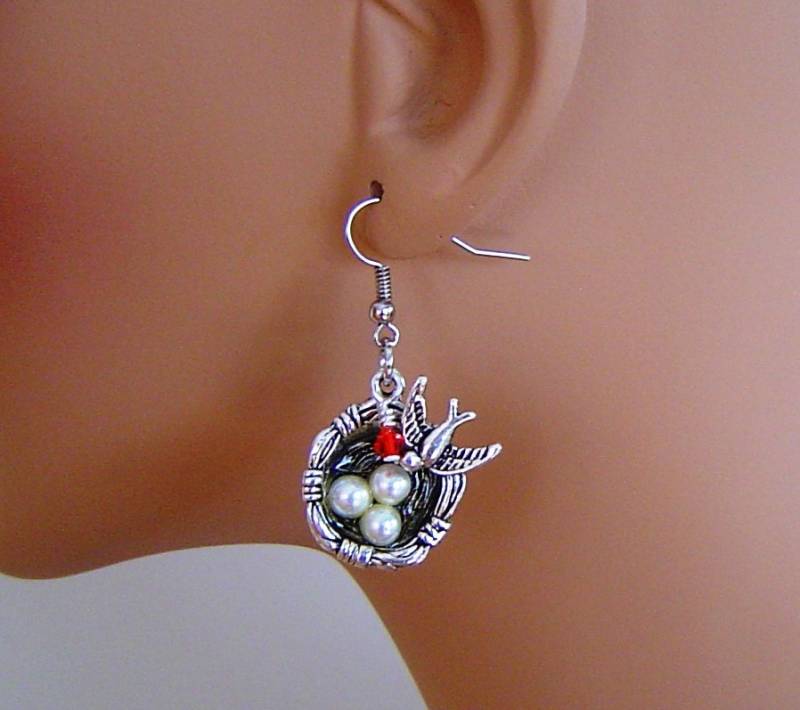 Personalisierte Ohrringe Mit Ihrem Gewählten Geburtsstein, Antik Silber Vogelnest Charm Für Mädchen Mama Schwester Freunde Personalisierte Ohrringe Mit Ihrem Gewählten Geburtsstein, Antik Silber Vogelnest Charm Für Mädchen Mama Schwester Freunde von HotMixJewelry