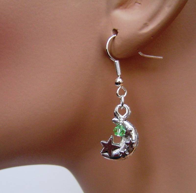 Personalisierte Ohrringe Mit Your Chosen Birthstone, Antiksilber-Mond-stern Charm Für Mädchen Mom Schwester Freunde; Beste Geschenk Personalisierte Ohrringe Mit Your Chosen Birthstone, Antiksilber-Mond-stern Charm Für Mädchen Mom Schwester Freunde; Beste Geschenk von HotMixJewelry