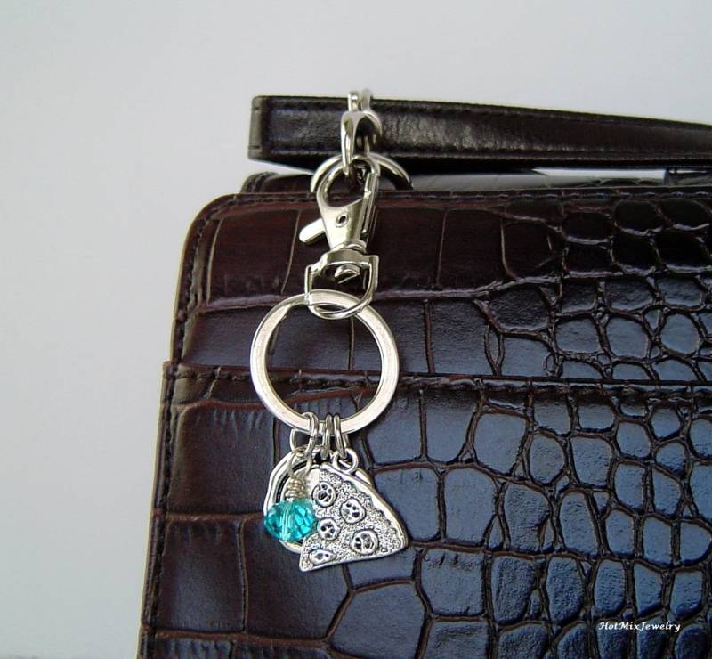 Pizza-Charme-Schlüsselanhänger, Personalisierte Antik Silber Wachs Siegel Erste Schlüsselanhänger, Pizza Charme Schlüsselanhänger von HotMixJewelry