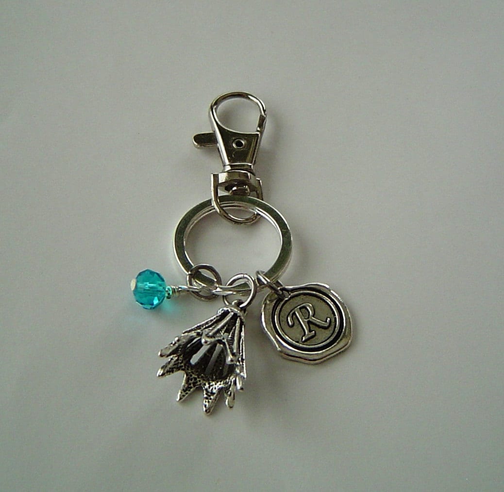 Schlüsselanhänger 3D Badminton Charme, Personalisierte Antik Silber Wax Seal Birthstone Erste Hummer Swivel Spange Keyring von HotMixJewelry
