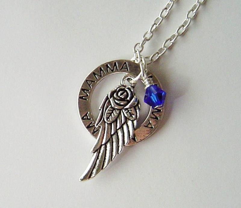 Zierliche Halskette Personalisierte Kette Mit Birthstone, "Mamma" Nachricht Waschmaschine 3D Blume Engel Flügel Für Mamma-Oma Von Mom Mutter Zierliche Halskette Personalisierte Kette Mit Birthstone, "Mamma" Nachricht Waschmaschine 3D Blume Engel Flügel Für Mamma-Oma Von Mom Mutter von HotMixJewelry