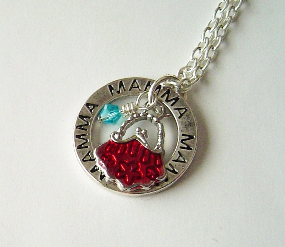 Zierliche Halskette Personalisierte Kette Mit Birthstone, "Mamma" Nachricht Waschmaschine Rote Geldbörse Für Mom Mutter Mamma Oma Mütter Tag von HotMixJewelry