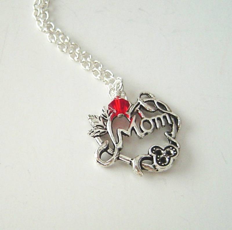 Zierliche Mom Herz Personifiziert Halskette Mit Birthstone Mom, Ich Liebe Dich Für Immer. Muttertag Geburtstag Valentinstag von HotMixJewelry