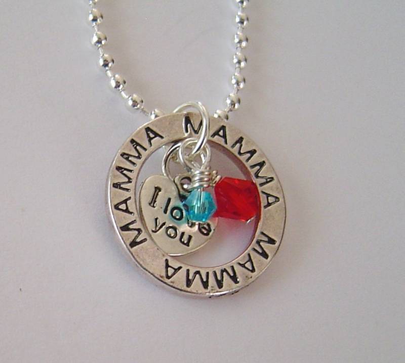Zierliche Personalisierte Kette Mit 2 Birthstones "Mamma" Massage Waschmaschine Und Ich Liebe Dich Für Mama, Freund Geschenk, Geburtstag Halskette von HotMixJewelry