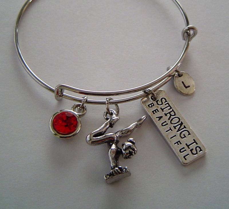 stark Ist Schön Balken Athleten Personalisierte Erweiterbar Armreif Armband Von Hand Gestempelt Erste Geburtsstein, Silber Gymnastik Mädchen stark Ist Schön Balken Athleten Personalisierte Erweiterbar Armreif Armband Von Hand Gestempelt Erste Geburtsstein, Silber Gymnastik Mädchen von HotMixJewelry