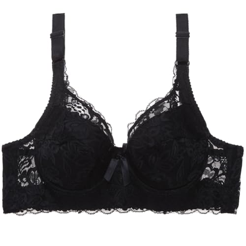 HotYou Damen Push Up BH Bügel BH Spitzen BH Minimizer BH Gepolsterter BH,Schwarz,95C von HotYou