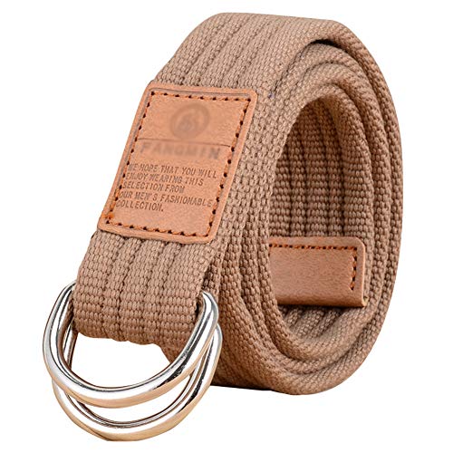 Stoffgürtel für Damen und Herren Doppel D-ringe Leinwand Canvas Schnalle Gürtel,Aprikose,L*W:47.24 Zoll*1.33 Zoll Stoffgürtel für Damen und Herren Doppel D-ringe Leinwand Canvas Schnalle Gürtel,Aprikose,L*W:47.24 Zoll*1.33 Zoll von HotYou