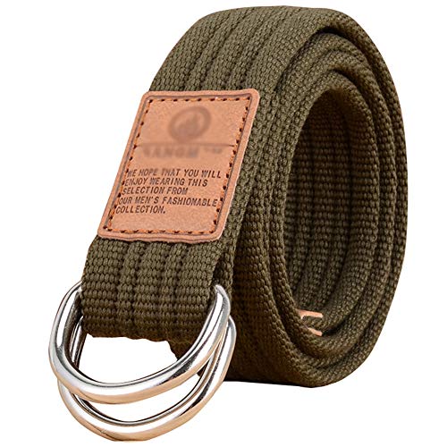 Stoffgürtel für Damen und Herren Doppel D-ringe Leinwand Canvas Schnalle Gürtel,Armeegrün,L*W:47.24 Zoll*1.33 Zoll Stoffgürtel für Damen und Herren Doppel D-ringe Leinwand Canvas Schnalle Gürtel,Armeegrün,L*W:47.24 Zoll*1.33 Zoll von HotYou