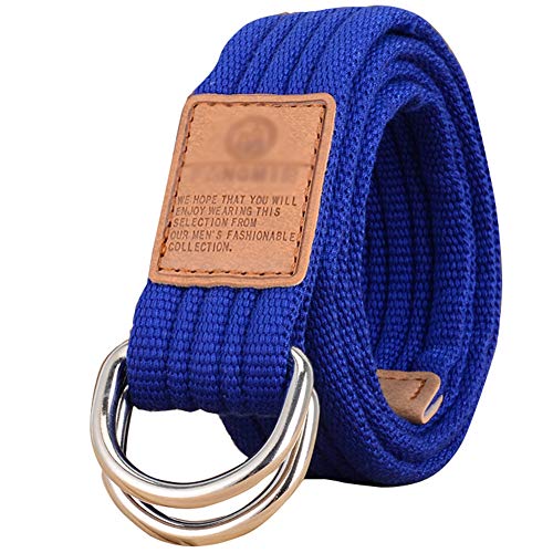 Stoffgürtel für Damen und Herren Doppel D-ringe Leinwand Canvas Schnalle Gürtel,Blau,L*W:47.24 Zoll*1.33 Zoll Stoffgürtel für Damen und Herren Doppel D-ringe Leinwand Canvas Schnalle Gürtel,Blau,L*W:47.24 Zoll*1.33 Zoll von HotYou