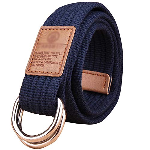 Stoffgürtel für Damen und Herren Doppel D-ringe Leinwand Canvas Schnalle Gürtel,Dunkelblau,L*W:41.33 Zoll*1.33 Zoll Stoffgürtel für Damen und Herren Doppel D-ringe Leinwand Canvas Schnalle Gürtel,Dunkelblau,L*W:41.33 Zoll*1.33 Zoll von HotYou