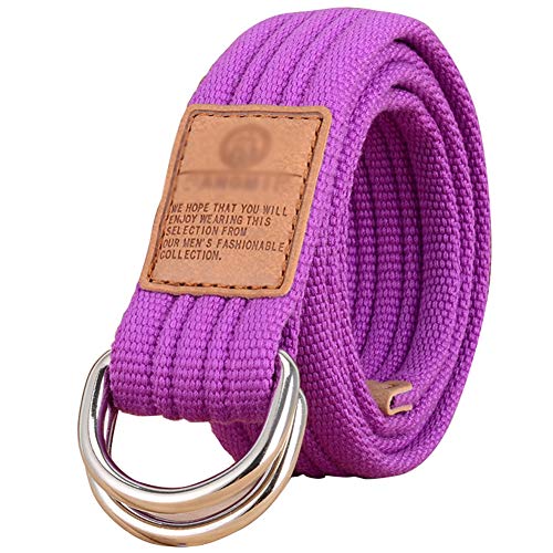 Stoffgürtel für Damen und Herren Doppel D-ringe Leinwand Canvas Schnalle Gürtel,Lila,L*W:47.24 Zoll*1.33 Zoll Stoffgürtel für Damen und Herren Doppel D-ringe Leinwand Canvas Schnalle Gürtel,Lila,L*W:47.24 Zoll*1.33 Zoll von HotYou